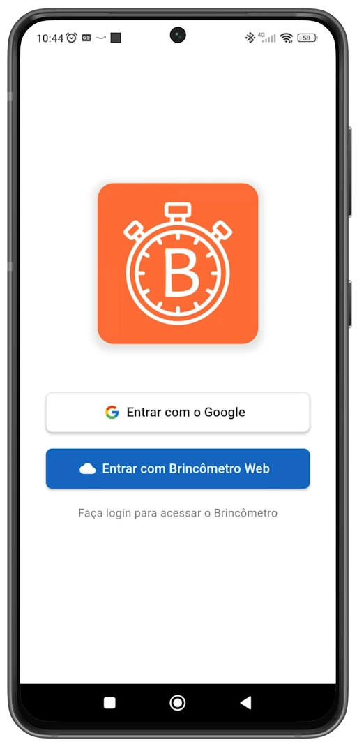 Tela de Login do App Brincômetro